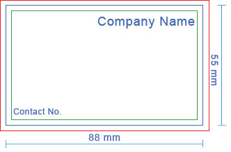 visiting card size in mm